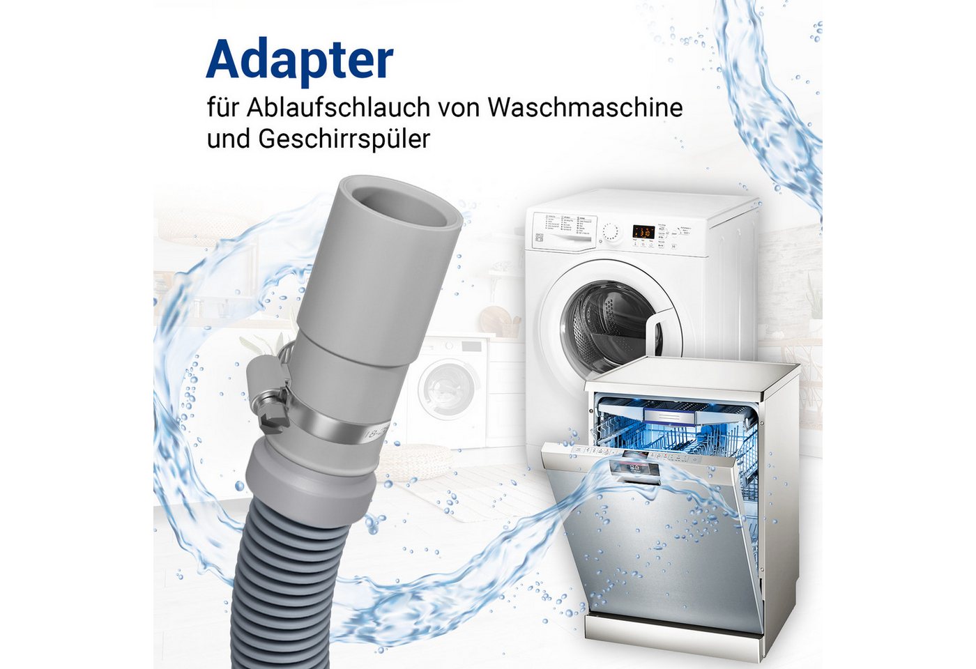VIOKS Schlauchadapter Verbindungsstück universal Schlauchverbinder, (1-St), Ø21mm auf Ø19mm für Waschmaschine