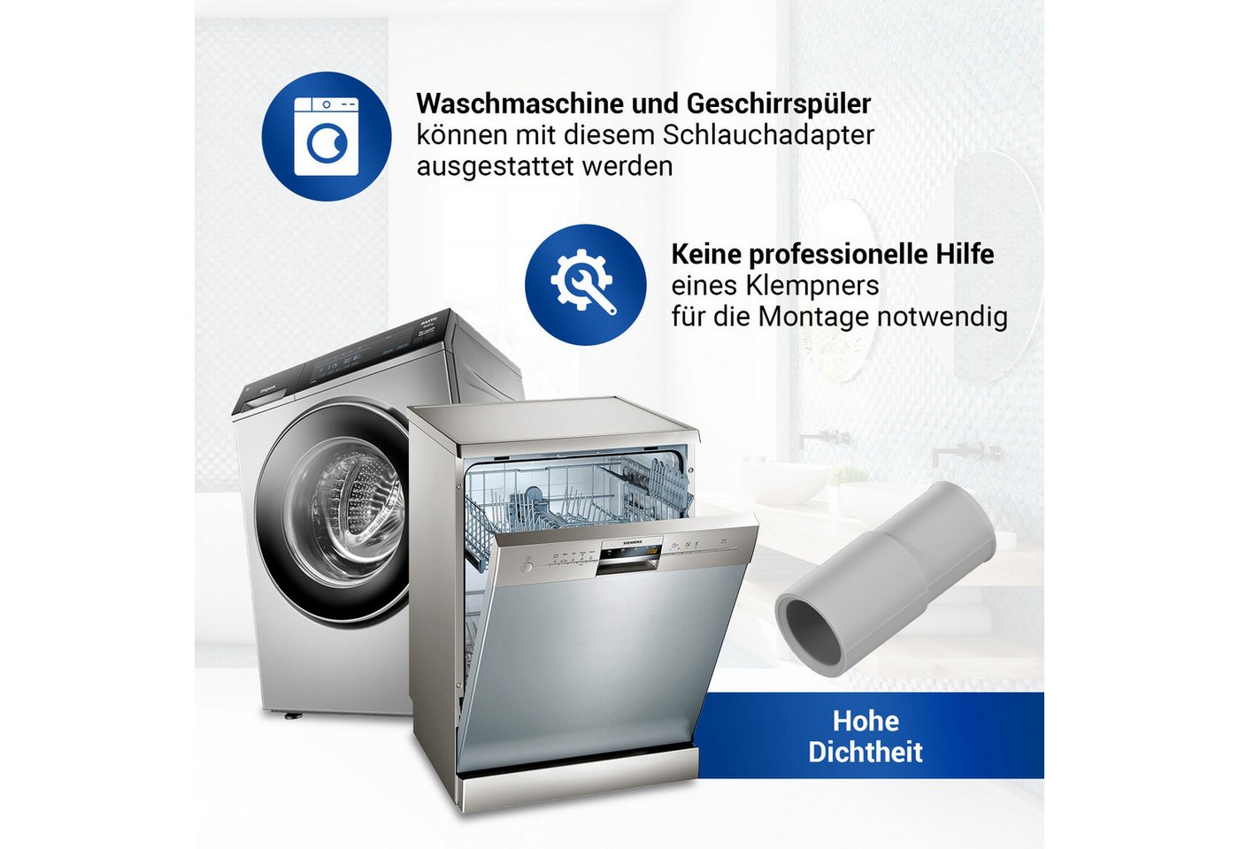 VIOKS Schlauchadapter Verbindungsstück universal Schlauchverbinder, (1-St), Ø21mm auf Ø19mm für Waschmaschine Bild 3