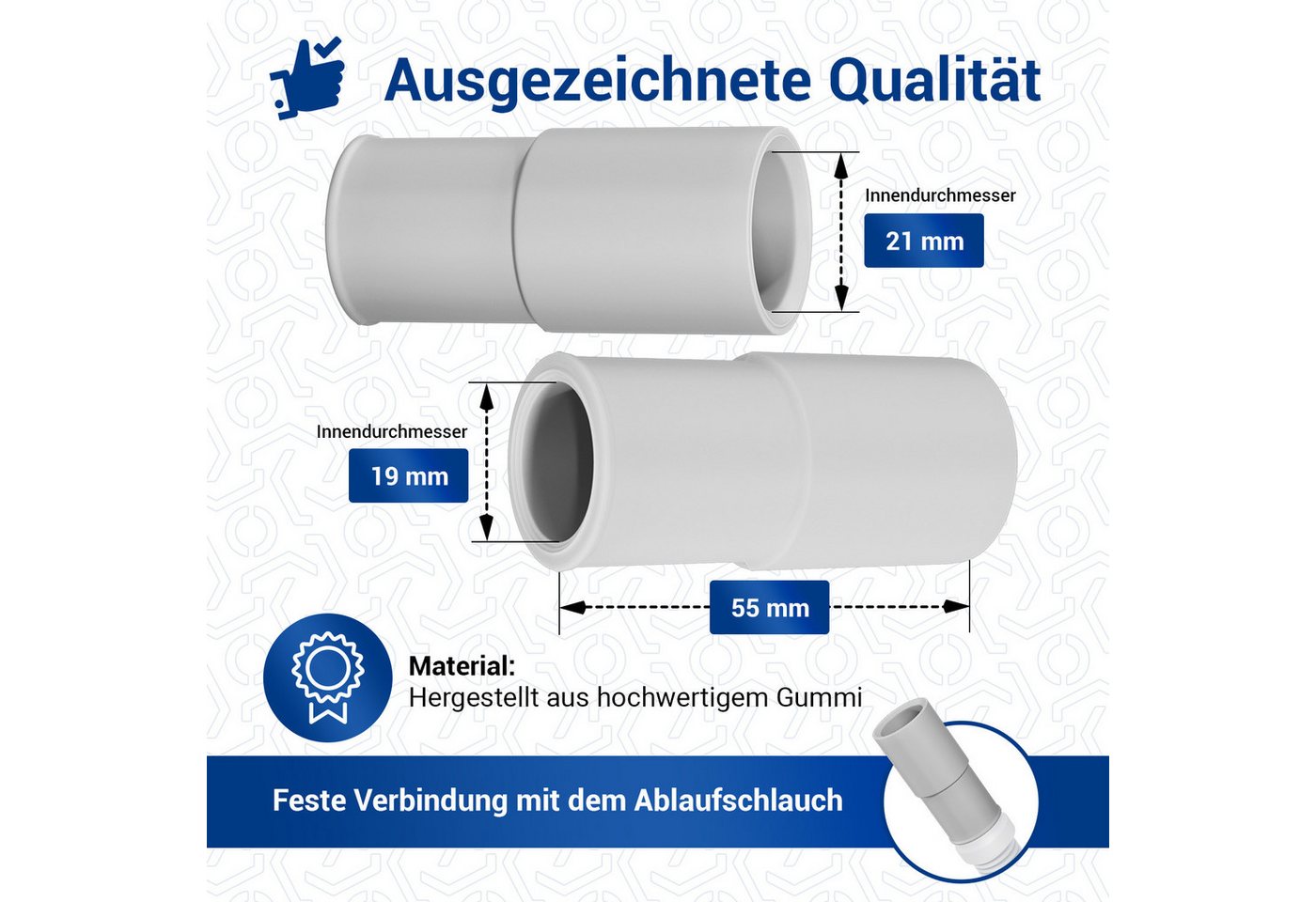 VIOKS Schlauchadapter Verbindungsstück universal Schlauchverbinder, (1-St), Ø21mm auf Ø19mm für Waschmaschine Bild 5