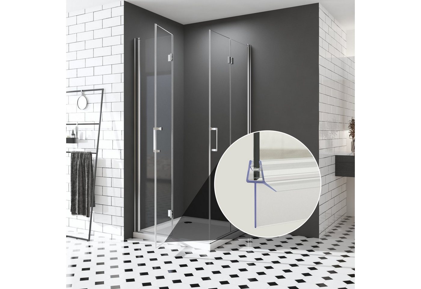 Boromal Duschdichtung 2 4 Stück Ersatzdichtung Wasserabweiser für 4/5/6mm Glas, L: 100 cm, (Schwallschutz, 4-St., für Glastür Duschtür Duschkabine), mit zwei Lippen Bild 5