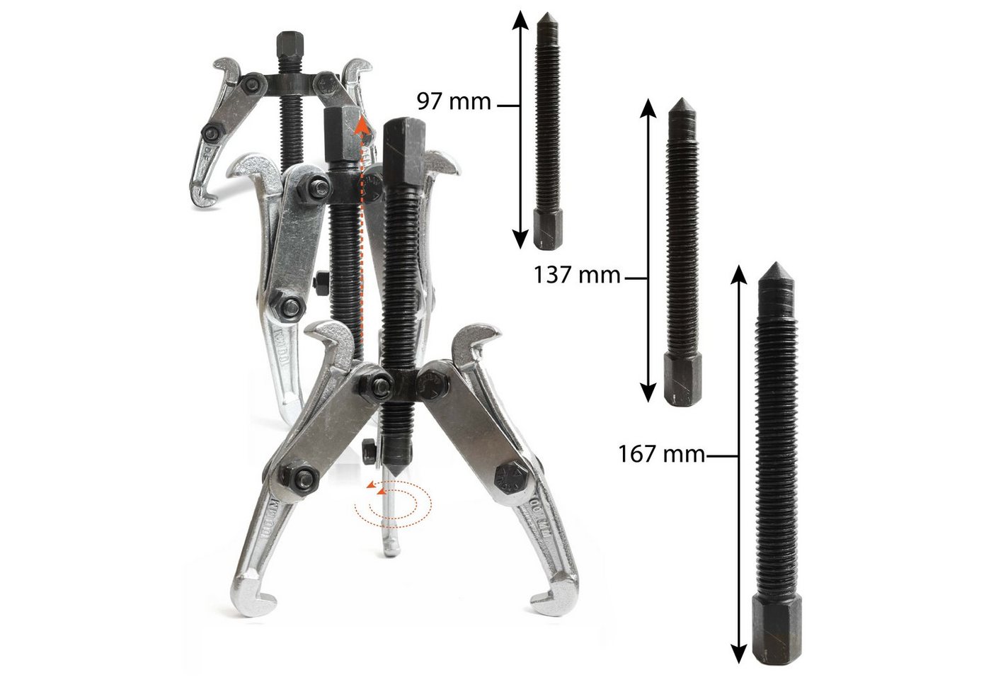 Jb - Perfect Radnabenabzieher Abzieher Werkzeug Lager 3-tlg. 75, 100, 150 mm Kugellager Innen Außen, verchromt Bild 3