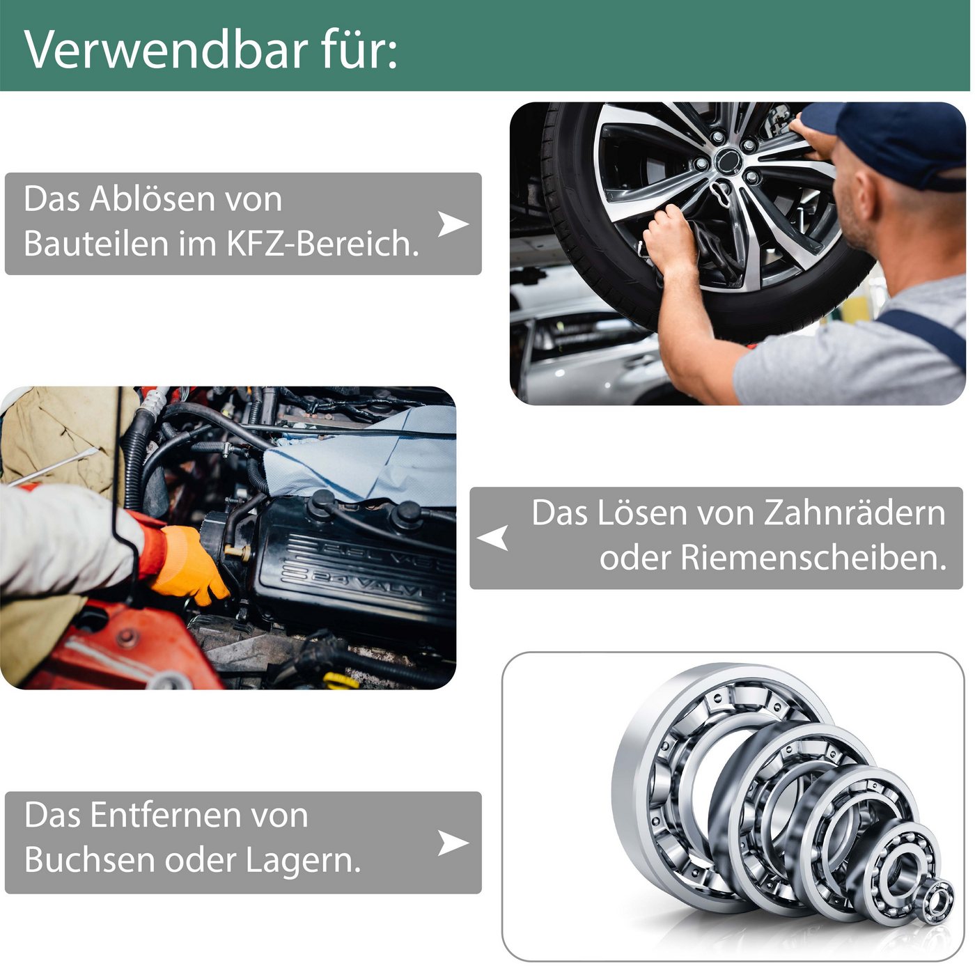 Jb - Perfect Radnabenabzieher Abzieher Werkzeug Lager 3-tlg. 75, 100, 150 mm Kugellager Innen Außen, verchromt Bild 5