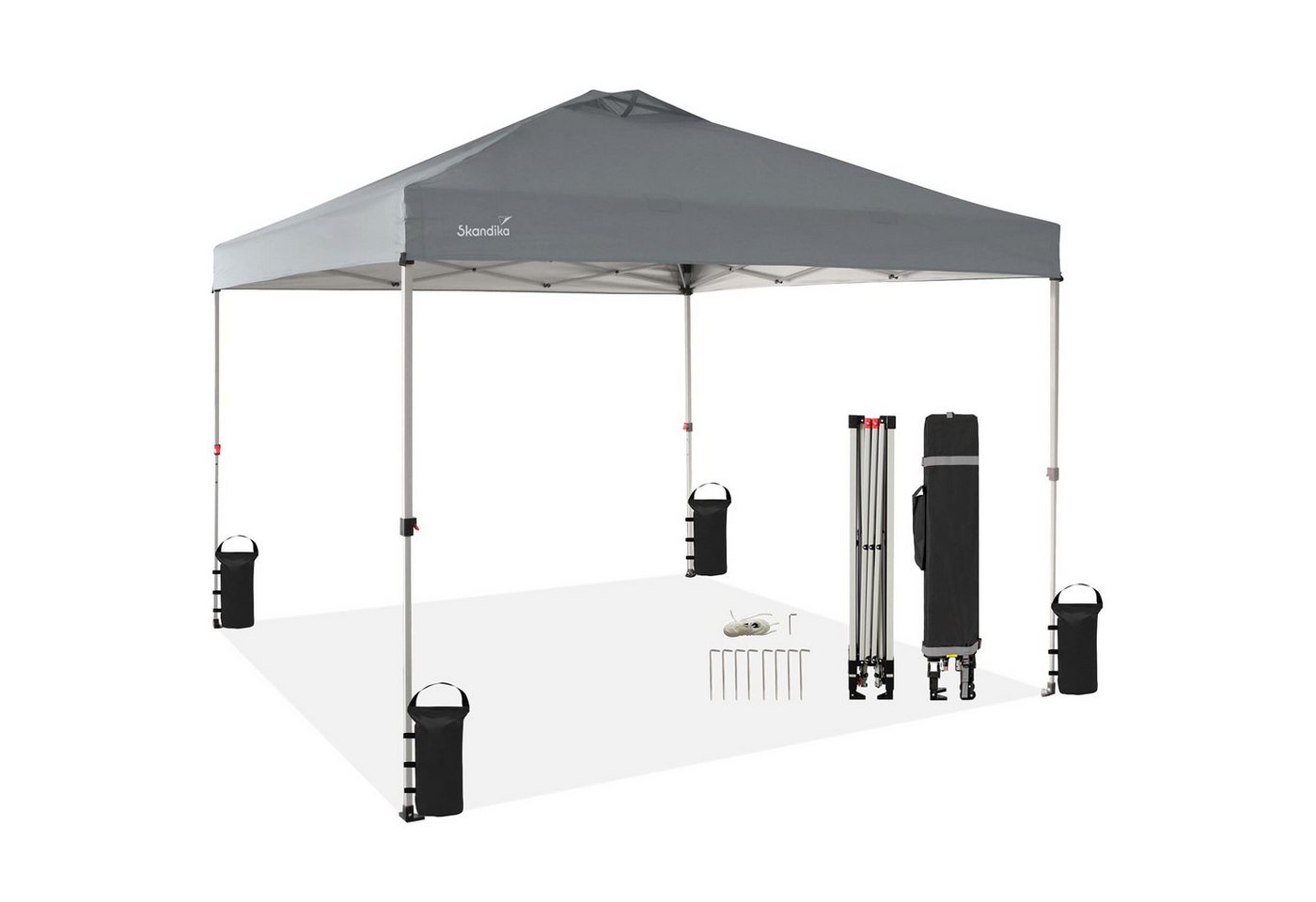 Skandika Pavillon Solvorn, Pop Up Faltpavillon, Stahlgestell, Wasserabweisend, (mit 2 integrierten Transportrollen, einfache Montage), patentierter Einhand-Mechanismus, UV-Schutz 50+, wetterfest Gartenzelt Bild 3
