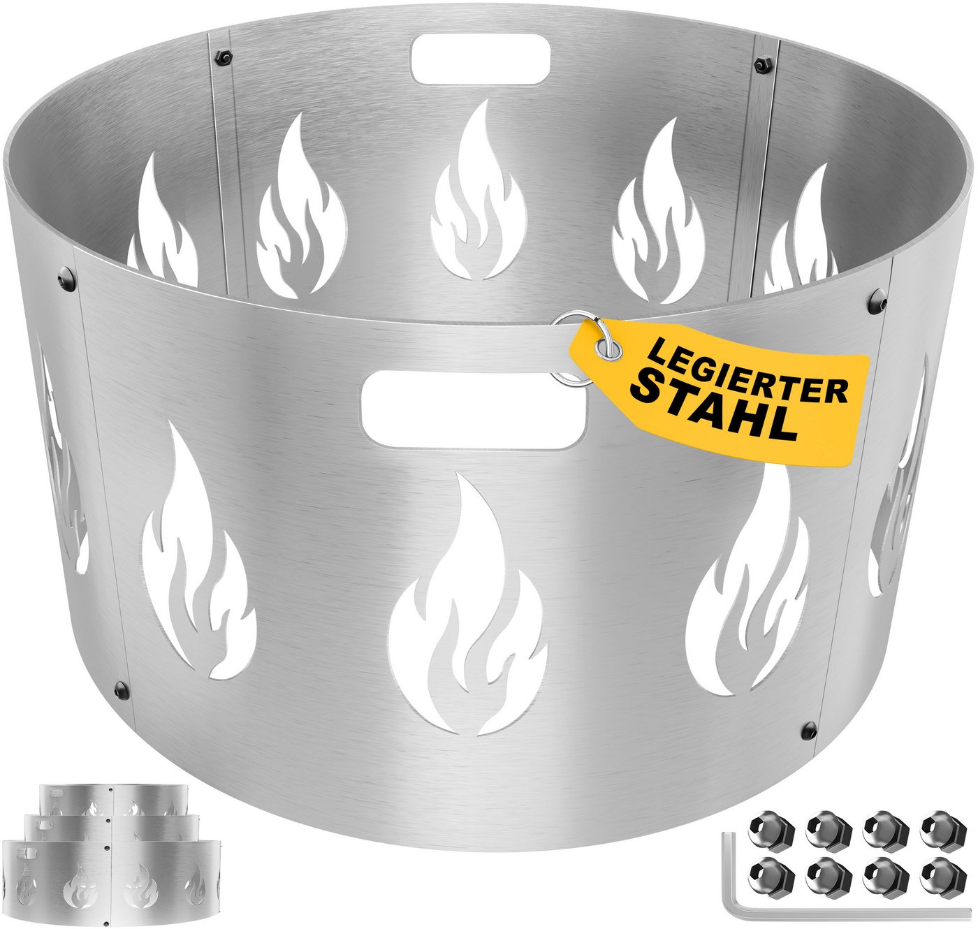 KESSER Feuerschale Funkenschutz für Feuerschale aus legiertem Stahl 1,2mm Stahldicke, (inklusive Schraubenset), Feuerschutz Ø60cm kompatibel mit vielen gängigen Feuerschalen