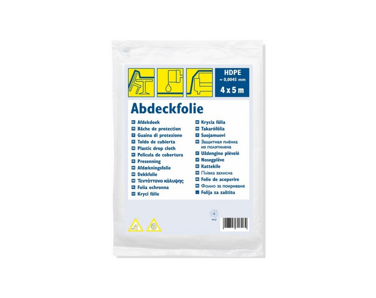 ARLI Abdeckfolie 4 x 5 m HDPE Transparent, für Abdeckung von Möbeln, Böden und Geräten für Maler, Handwerker und Heimwerker, (5-St)