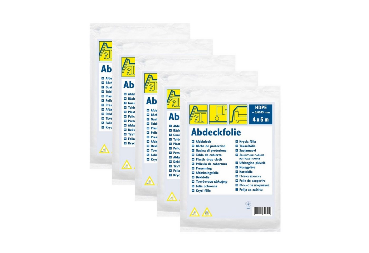 ARLI Abdeckfolie 4 x 5 m HDPE Transparent, für Abdeckung von Möbeln, Böden und Geräten für Maler, Handwerker und Heimwerker, (5-St) Bild 2