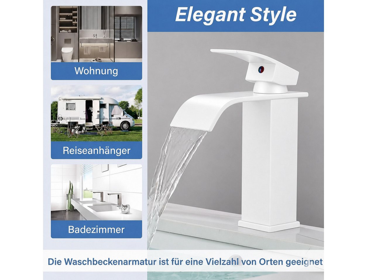 Faizee Home Badarmatur Faizee Home Wasserfall Waschtischarmatur Badarmatur Wasserhahn Bild 3