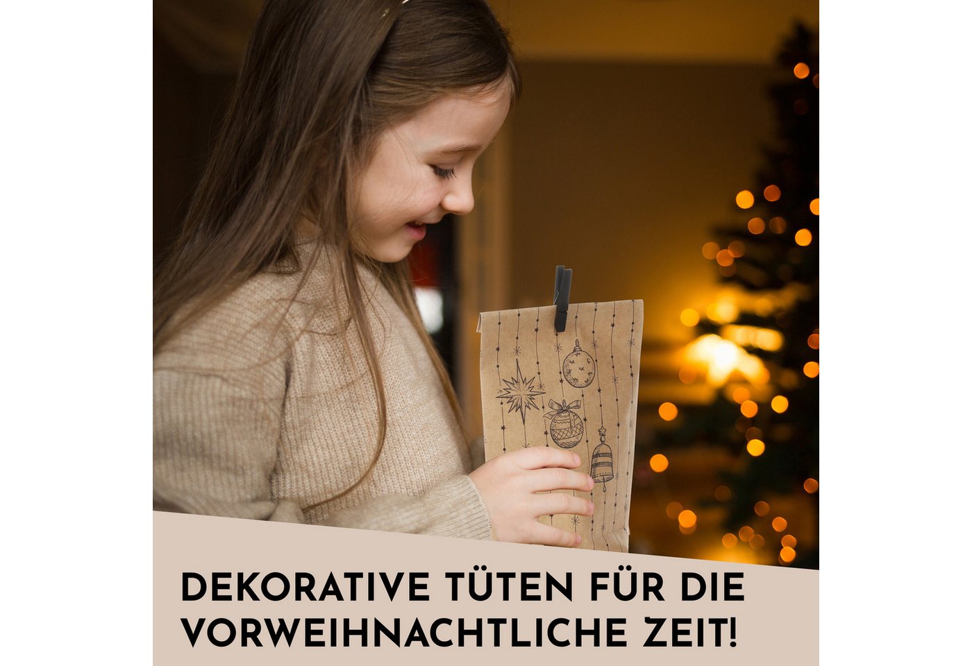 Nordstern befüllbarer Adventskalender Set mit 24 Tüten, Mini Klammern und Zahlen Aufklebern, zum Basteln für Kinder, Frau und Mann Bild 3
