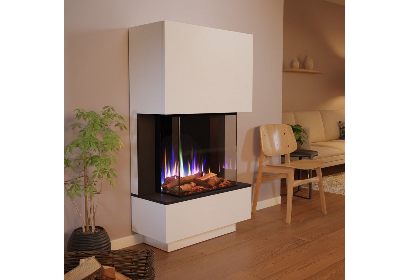 GLOW FIRE Elektrokamin PR14 E-Motion 3D, Elektrischer Kamin mit 3D Feuer mit Heizung, täuschend echte Flamme mit Heizung, 3 Dekorationen Bild 2