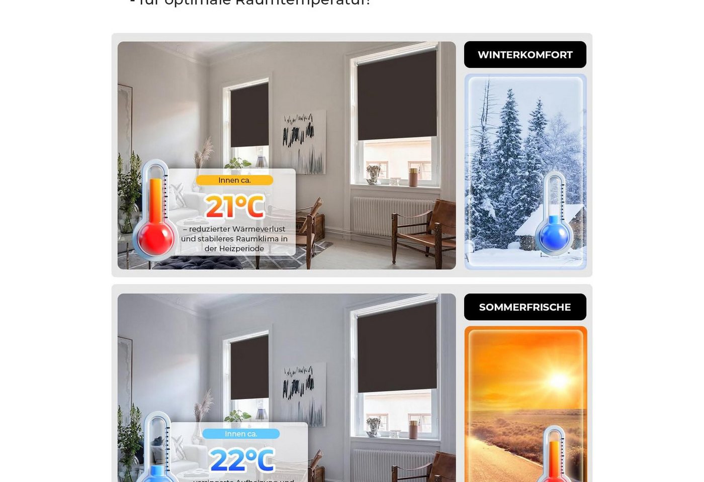 Verdunklungsrollo Klemmfix Tenebra Verdunkelungsrollo-Thermorollo 55x160cm dunkelbraun, Victoria M., blickdicht, ohne Bohren, in Führungsschienen, Klemmfix, Thermo – Isolierung, Mit Magnet Bild 4