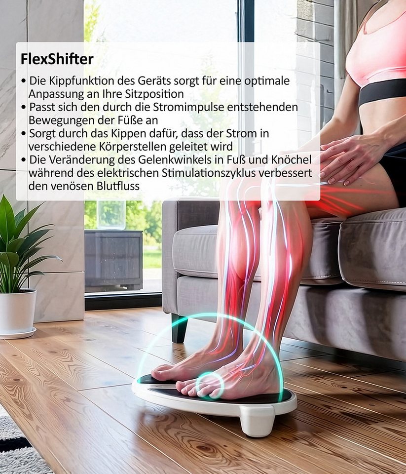 Genius EMS-Fußmassage-Gerät Feelvita Acticur Aktiv-Set Durchblutungsstimulator inkl. SuperFit, (12-tlg Set), Praktisches Schwenkelement -- FlexShifter Bild 5