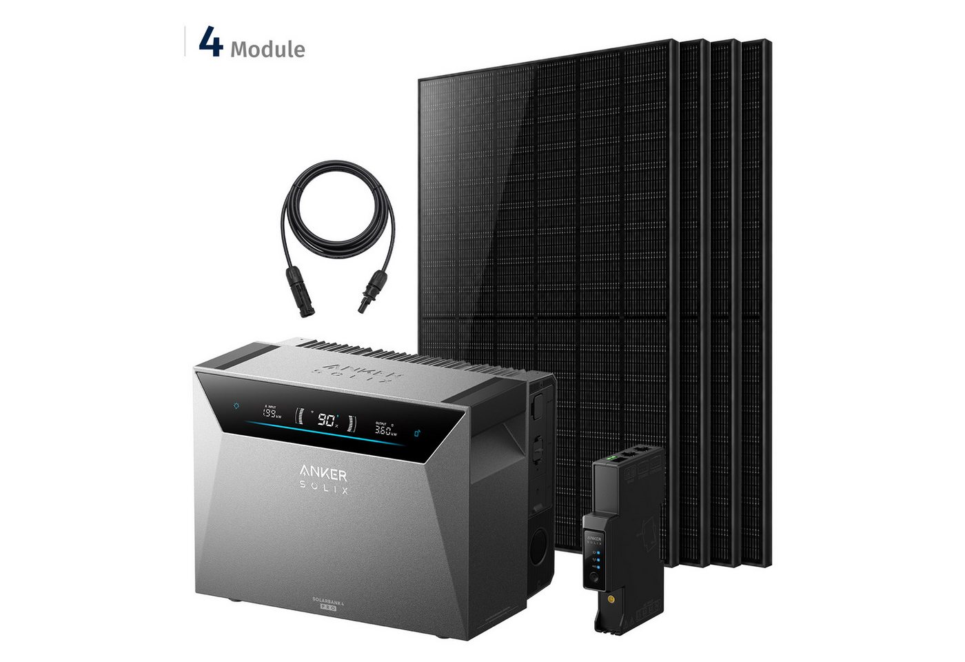 SolarMars Balkonkraftwerk mit Speicher Anker Solix Solarbank 4 E5000 Pro, 2000Wp, (mit 1 x Smart Meter Gen 2, 4 x 4mm²-5M DC Kabel), optional Anker SOLIX BP2700 & BP5000 Erweiterungsakkus