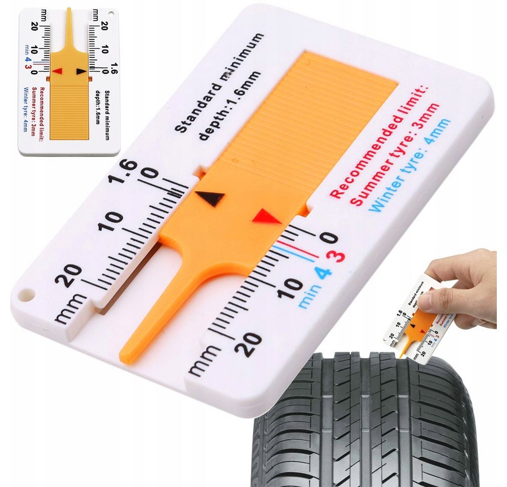 VERK GROUP Messschieber Reifenprofilmesser 0‑20 mm Profiltiefenmesser PKW Werkzeug, 1-St., 0–20 mm, kompakt Bild 2