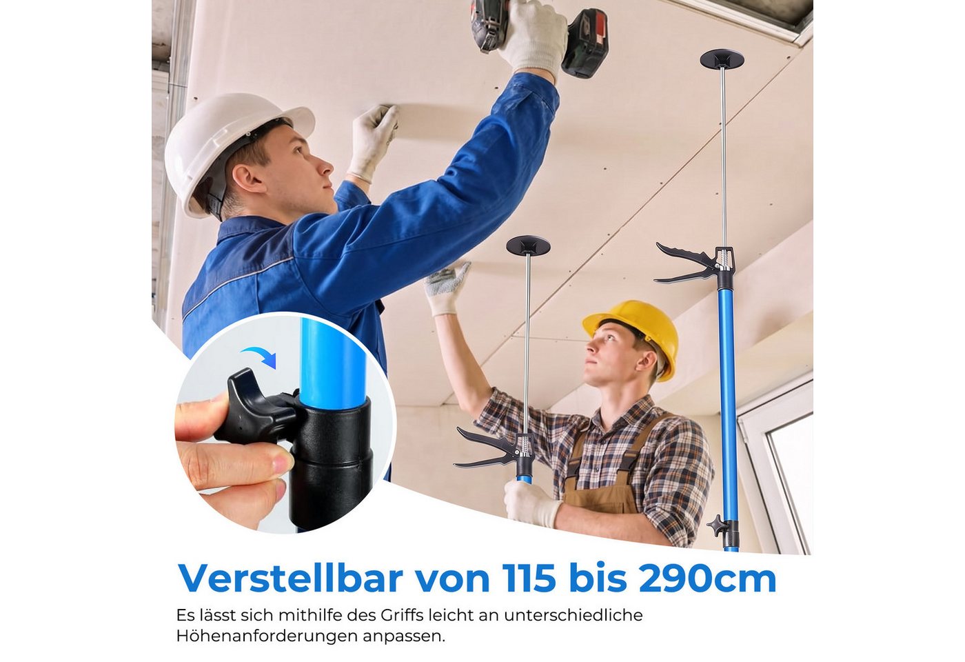 AKKEE Montageklemme 2er-Set Teleksopstützen 115-290cm Bis 50 kg, teleskopstützen Klemmen Bild 4