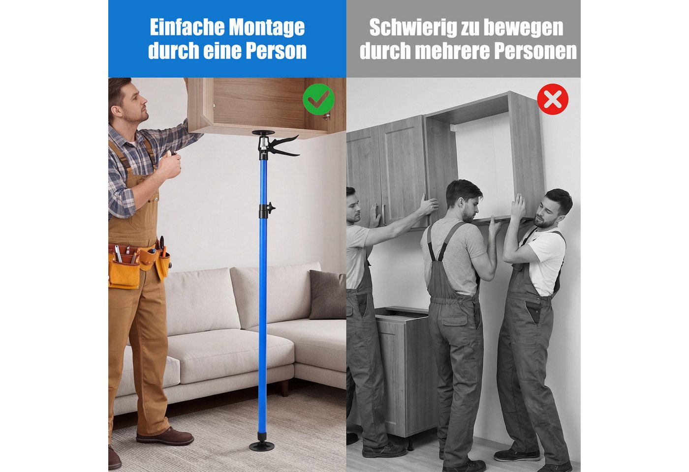 AKKEE Montageklemme 2er-Set Teleksopstützen 115-290cm Bis 50 kg, teleskopstützen Klemmen Bild 5