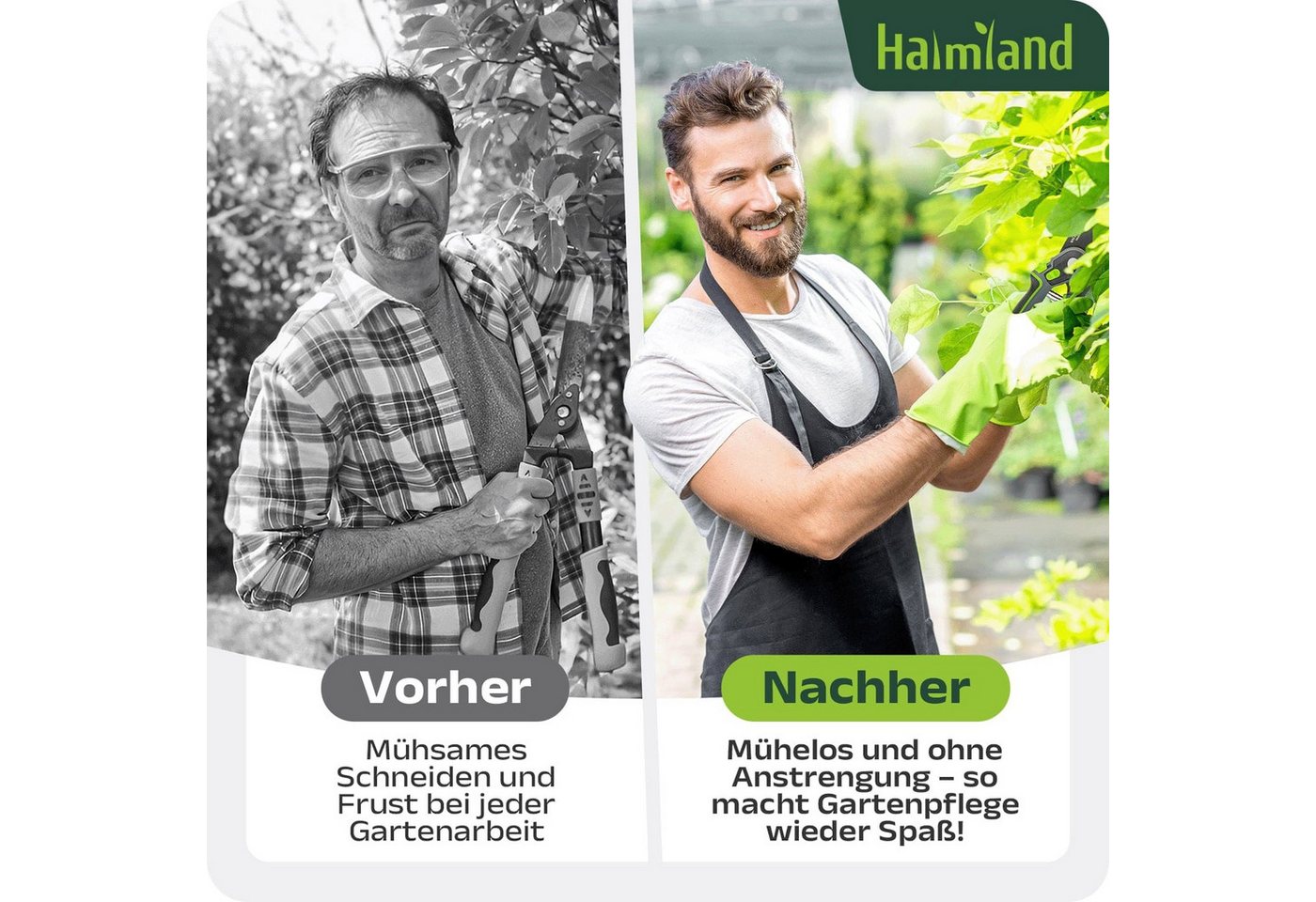 halmland Gartenschere Profi-Gartenschere Bypass SK5 Stahlklinge grün scharf Bild 5
