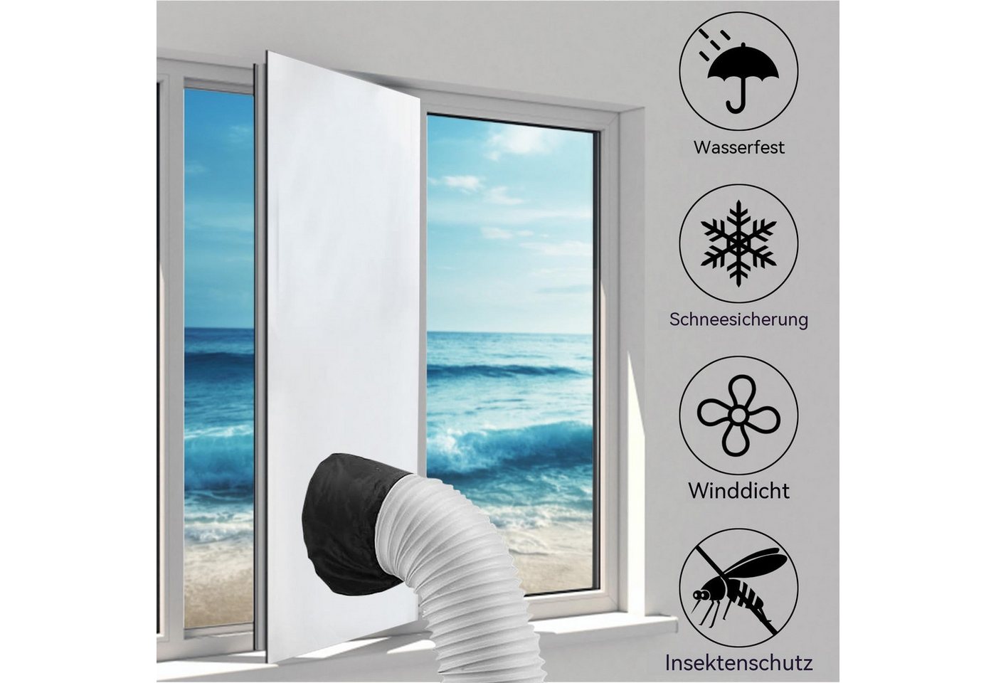 Diwzbyn Fenster-Set Erweiterung Fensterkit / Fenster Abdichtung Klimagerät, Wasserdichtes Abdichtungstuch für Klimaanlagen – Windschutz Bild 4