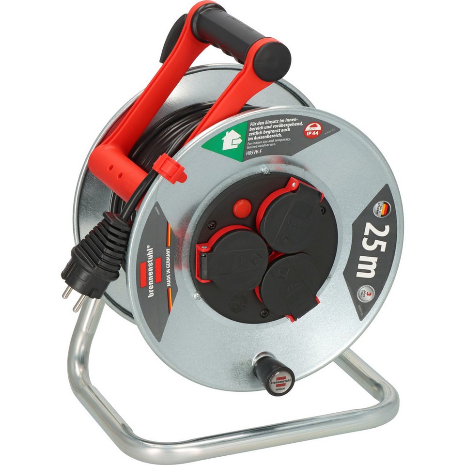 Brennenstuhl Garant S V2 IP44 Kabeltrommel 25m outdoor, Made in Germany Kabeltrommel 3-fach (Kabellänge 25 m)