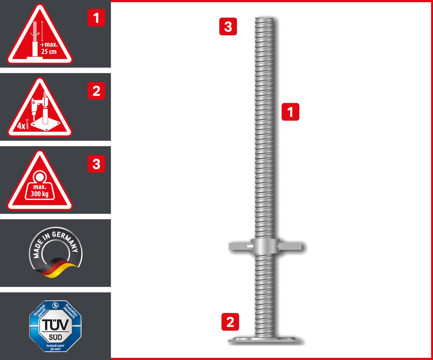ALTEC Aluminium Fahrgerüst Rollfix 2.0 mit Fußplatten & Dreieckausleger, Made in Germany, maximale Arbeitshöhe 10 Meter Bild 3