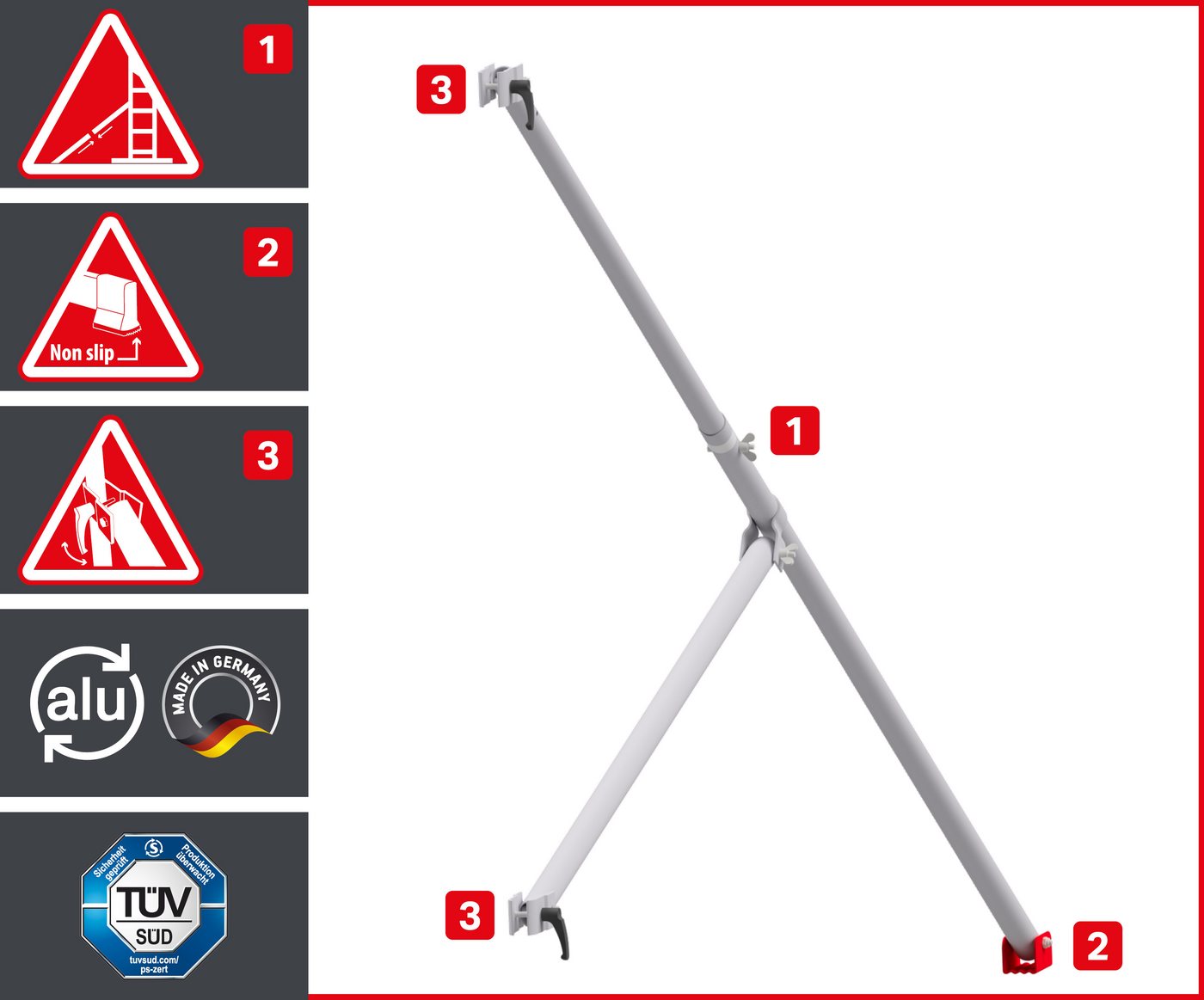 ALTEC Aluminium Fahrgerüst Rollfix 2.0 mit Fußplatten & Dreieckausleger, Made in Germany, maximale Arbeitshöhe 10 Meter Bild 5