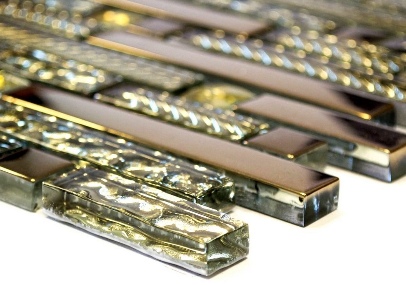 Mosani Mosaikfliesen Glasmosaik Stäbchen Mosaikfliesen Fliesenspiegel Electroplated Bild 5