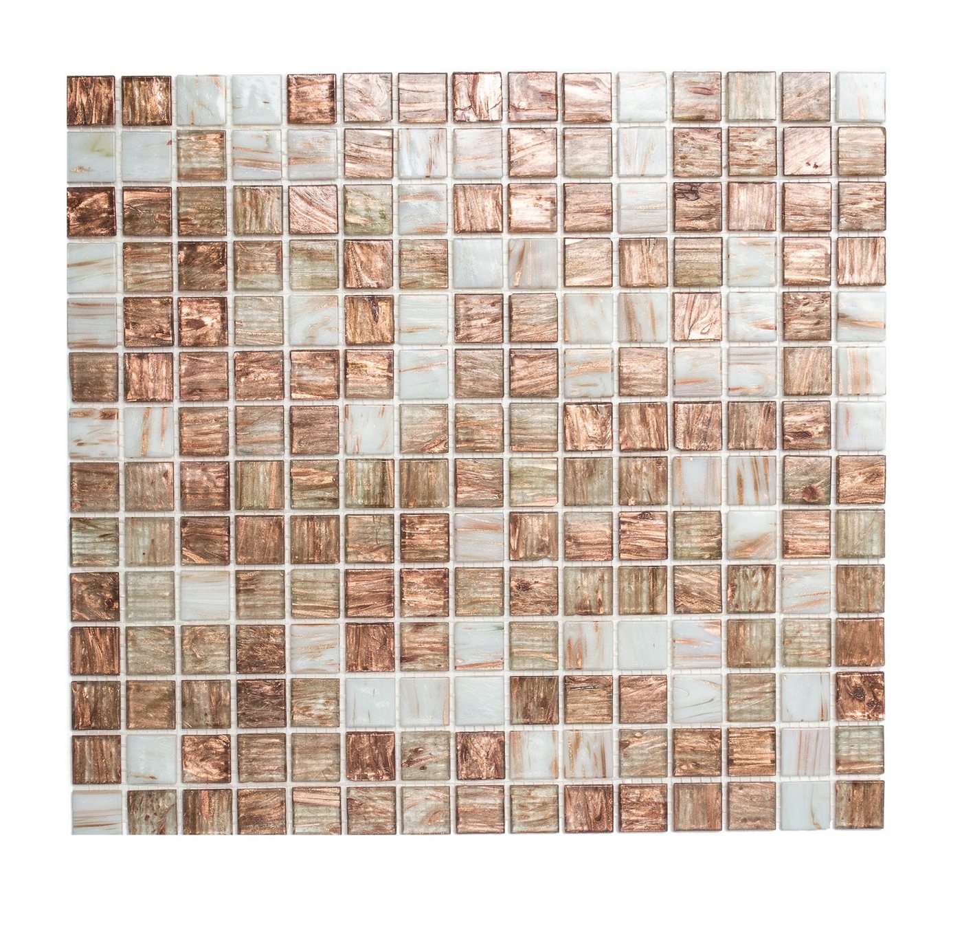 Mosani Bodenfliese Glasmosaik Mosaikfliesen weiß braun bronze Duschrückwand Bild 3