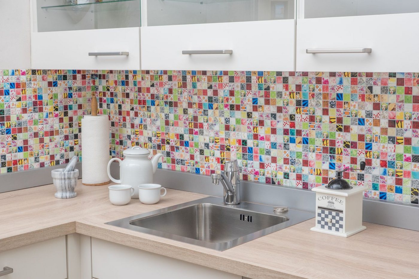 Mosani Mosaikfliesen Keramik Mosaik bunt Mosaikfliese Retro Vintage Mosaikfliese, Frostsicher