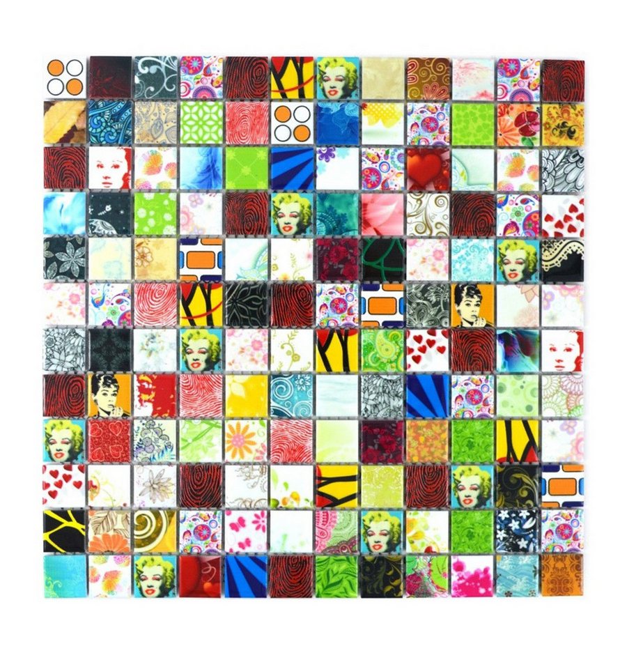 Mosani Mosaikfliesen Keramik Mosaik bunt Mosaikfliese Retro Vintage Mosaikfliese, Frostsicher Bild 2
