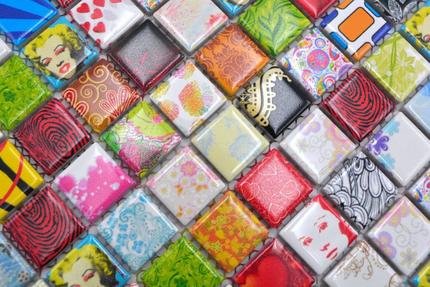 Mosani Mosaikfliesen Keramik Mosaik bunt Mosaikfliese Retro Vintage Mosaikfliese, Frostsicher Bild 3