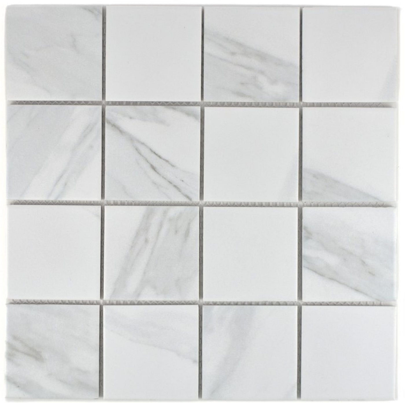 Mosani Mosaikfliesen Keramik Mosaik Fliese Carrara weiß grau Bad Küche