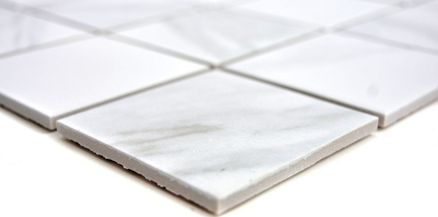 Mosani Mosaikfliesen Keramik Mosaik Fliese Carrara weiß grau Bad Küche Bild 3