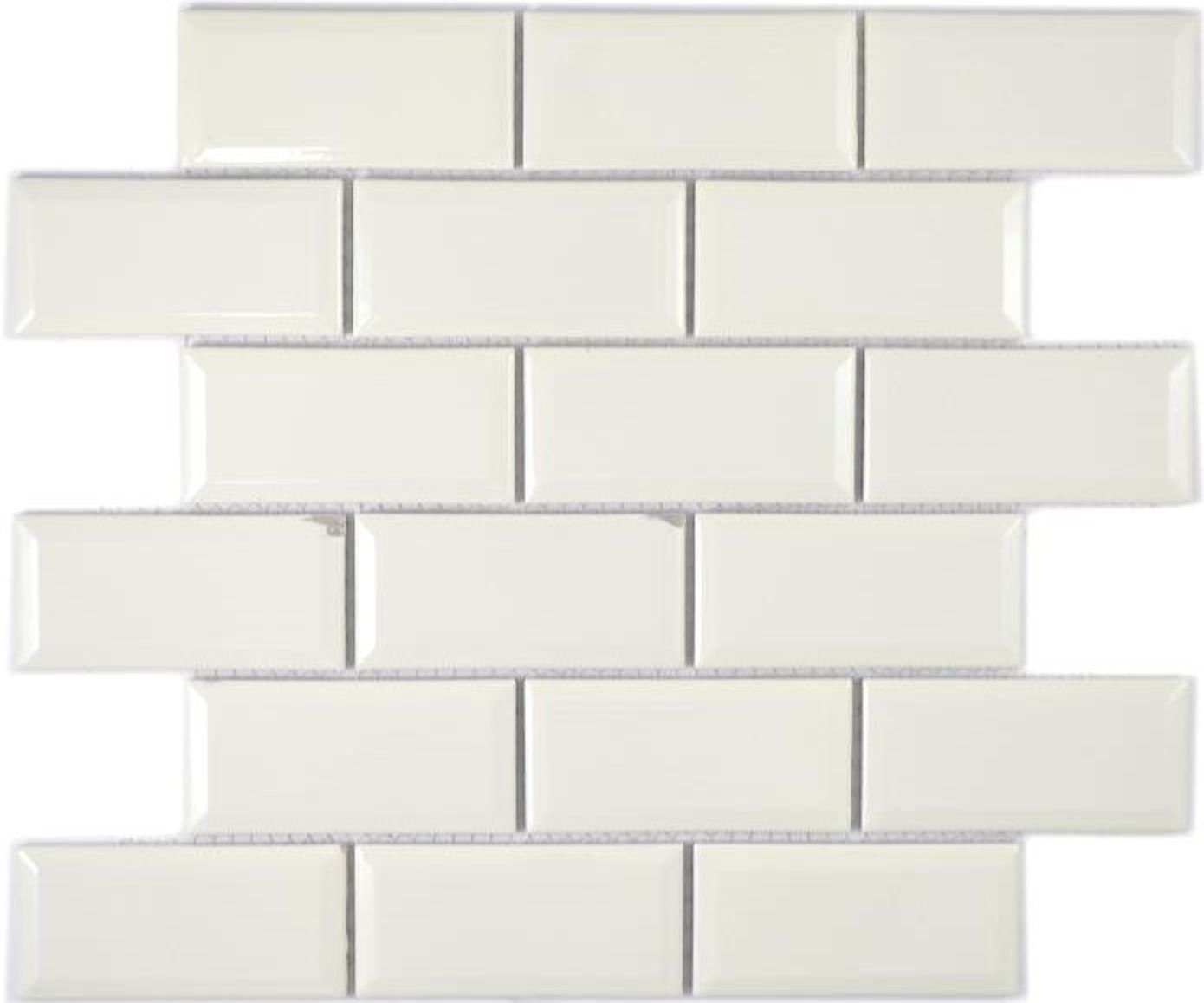 Mosani Mosaikfliesen Metro Subway Fliesen Elfenbein Facette Mosaik Keramik Küche