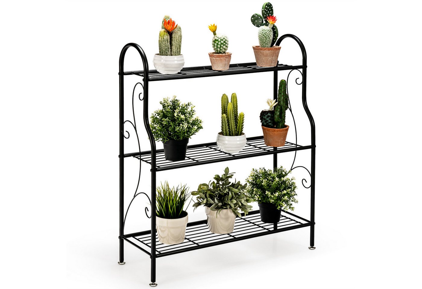 COSTWAY Blumenständer, 3-stufiges Pflanzenregal, aus Metall, belastbar bis 35 kg Bild 3