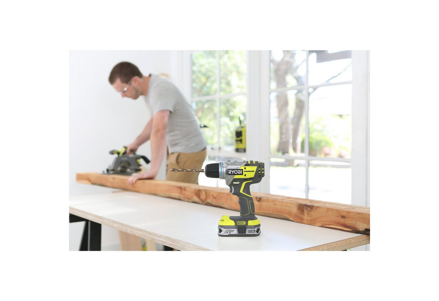 RYOBI Akku-Schlagbohrschrauber bürstenloser Motor 2-Gang Akkuschrauber 13mm Schnellspannbohrfutter, 18 V, max. 60 U/min, (1-tlg), 60 Nm Drehmoment Bohrschrauber für 18V One+