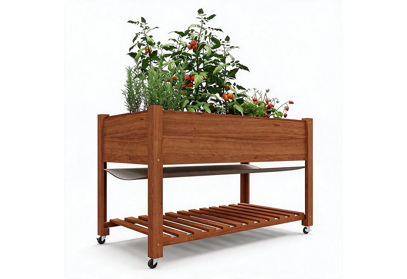 GarveeMore Hochbeet 122×61×81cm Hochbeet mit Beinen für Blumen und Gemüse