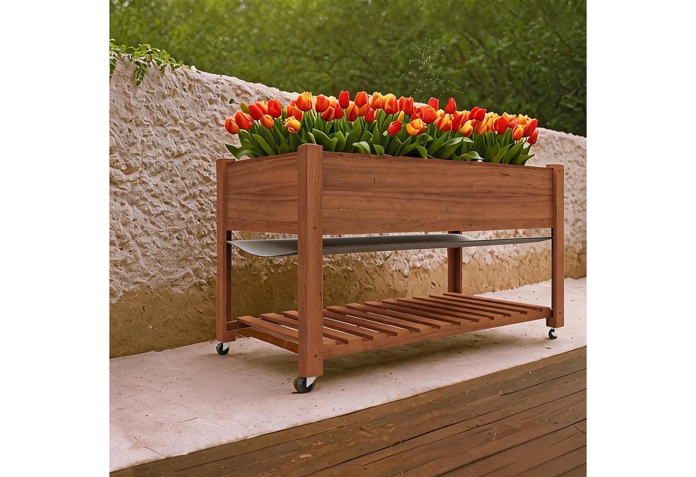 GarveeMore Hochbeet 122×61×81cm Hochbeet mit Beinen für Blumen und Gemüse Bild 2