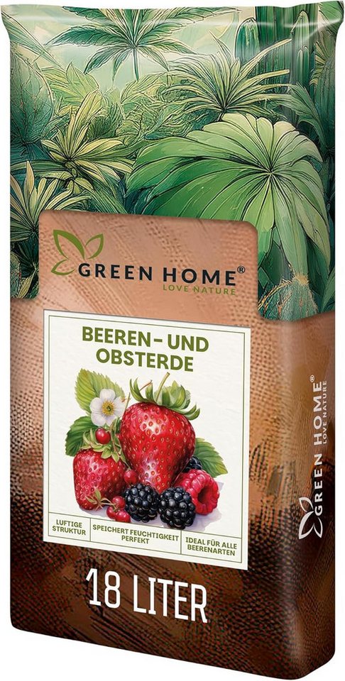 GREEN HOME LOVE NATURE Spezialerde Beerenobst Erde – Substrat für Erdbeeren, Obst- und Beerenpflanzen 18 L, 36 L, 72 L, Bio-Qualität, Perlite, NPK 14-10-18 + CoteN, pH 5,8, Langzeitwirkung Bild 3