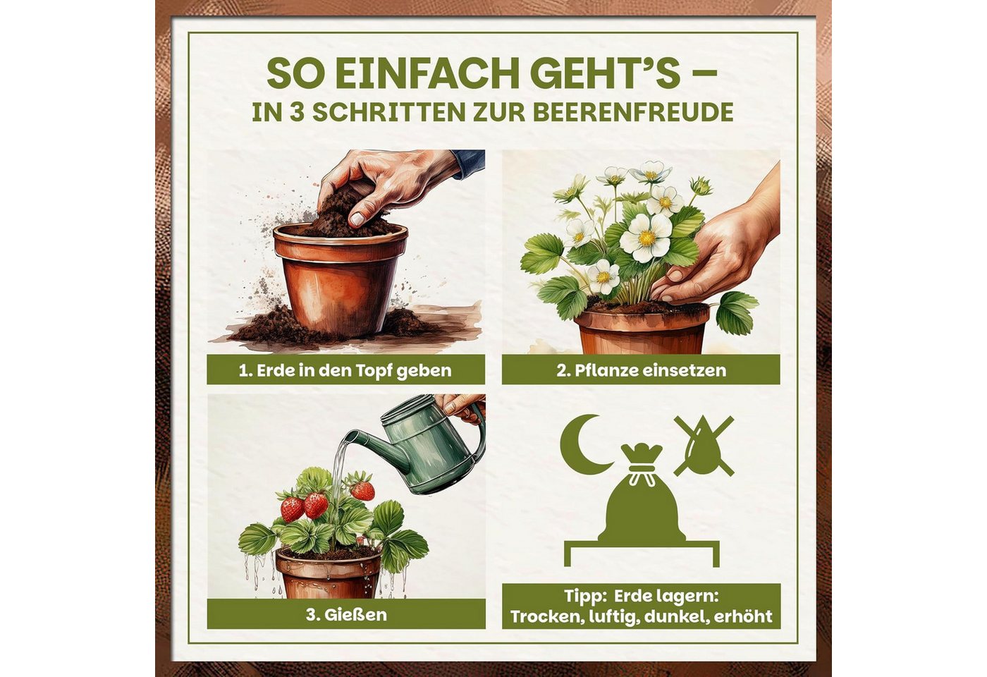 GREEN HOME LOVE NATURE Spezialerde Beerenobst Erde – Substrat für Erdbeeren, Obst- und Beerenpflanzen 18 L, 36 L, 72 L, Bio-Qualität, Perlite, NPK 14-10-18 + CoteN, pH 5,8, Langzeitwirkung Bild 4