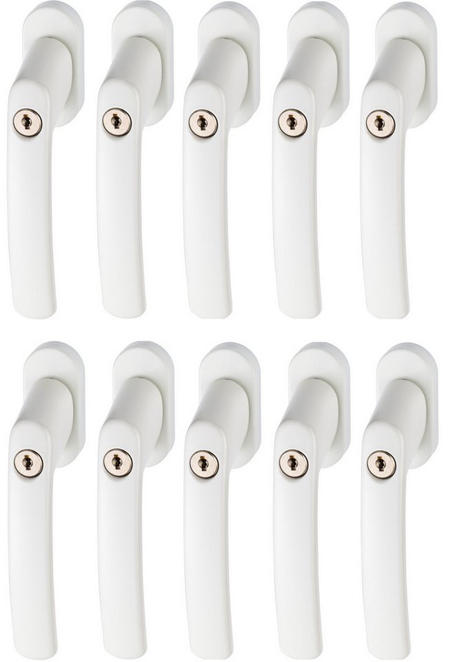 ABUS Fenstergriff Abschließbarer Fenstergriff FG200 AB208 gl. - weiß - 10er Set, 10er Set, Individuell einstellbarer, gesicherter Vierkantstift, 28 - 44 mm Länge