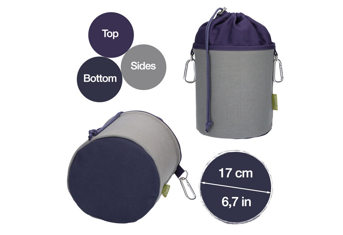 trendfinding Wäscheklammern 70 Wäscheklammern Regenbogen Edelstahl - Canvas Klammerbeutel Grau, Mit neuester Klammertechnik für empfindliche Wäsche