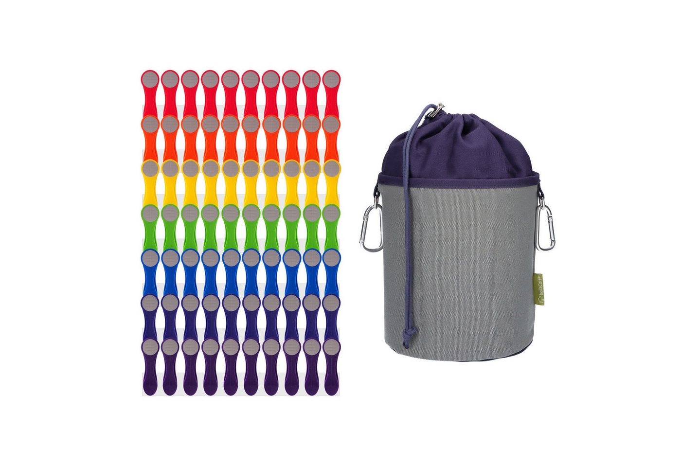 trendfinding Wäscheklammern 70 Wäscheklammern Regenbogen Edelstahl - Canvas Klammerbeutel Grau, Mit neuester Klammertechnik für empfindliche Wäsche Bild 3