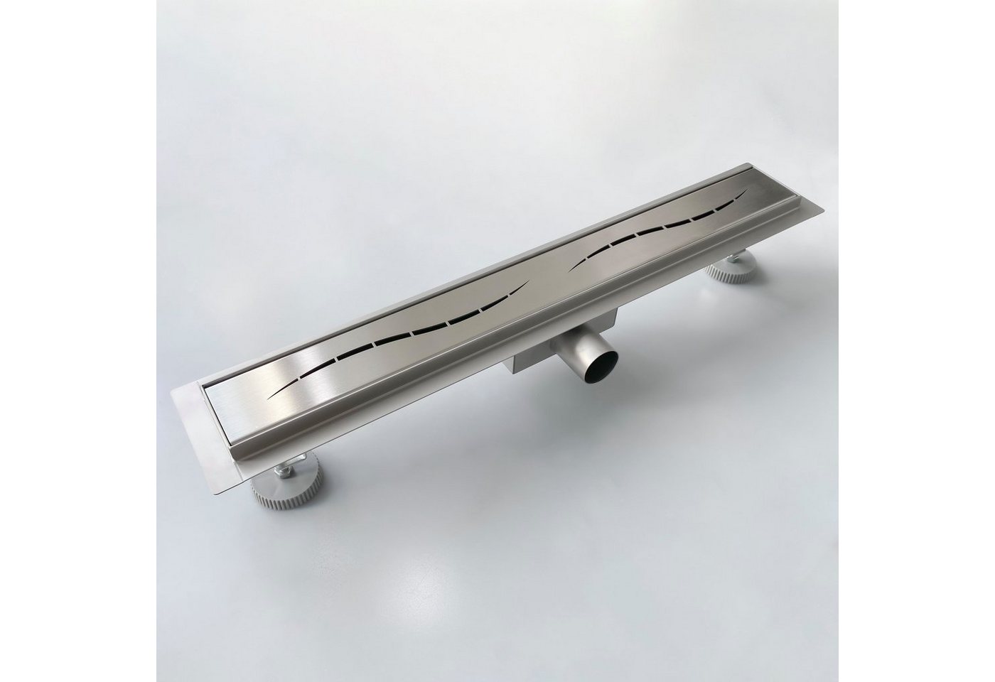 duschspa Duschrinne 50-100cm Edelstahl Lange Wellen Abdeckung, Versteckte Ablaufrinne, mit Geruchsstop und Haarsieb, Silber, Rostfreiem Stahl Duschablauf Bodenablauf