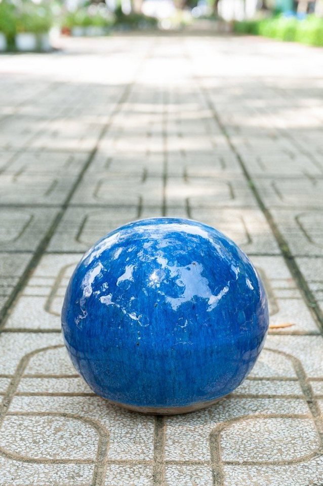 Teramico Gartenfigur Gartenkugel Keramik 28cm Blau Bild 2