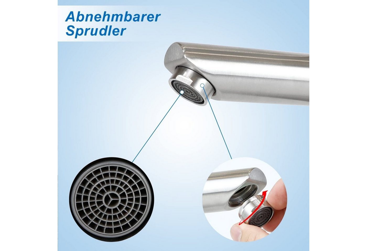 Nettlife Küchenarmatur Wasserhahn Bad Waschtischarmatur Nickel Anlaufbeständig
