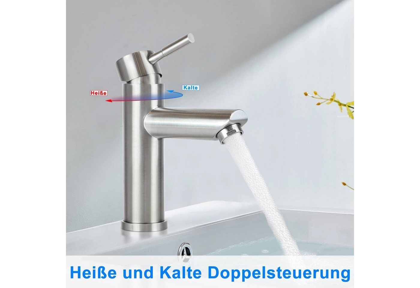 Nettlife Küchenarmatur Wasserhahn Bad Waschtischarmatur Nickel Anlaufbeständig Bild 5