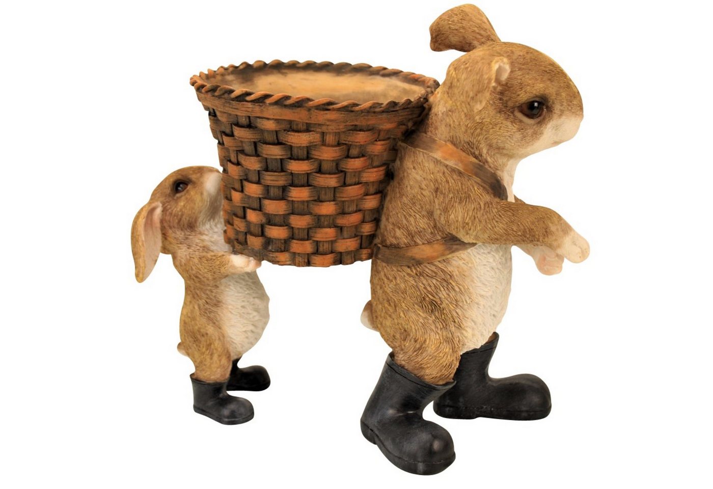 Online-Fuchs Gartenfigur für außen - 2 Hasen, Kaninchen mit Blumentopf - 24 cm groß, (wetterfest), Dekoration für Garten, Terrasse und Balkon Bild 4