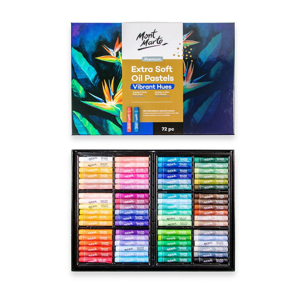Mont Marte Pastellkreide - Extra weiche Ölpastellkreide Set- Lebendige Farben 39 / 52 / 72 Stk., - Für brillante Kunstwerke - Ideal geeignet für Anfänger & Profi Bild 3