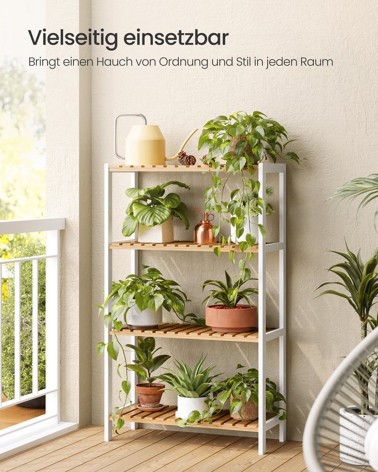 SONGMICS Badregal Badezimmerregal, Küchenregal, für Bad, Wohnzimmer, Flur, Küche, Schuhregal mit 4 Ebenen, Standregal aus Bambus, 26 x 60 x 100 cm Bild 4