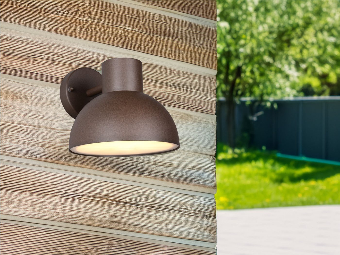 TRIO Leuchten LED Außen-Wandleuchte, LED wechselbar, Warmweiß, IP 44 Außenleuchte Rost-Braun für Außen-Beleuchtung Haus-Wand, Ø 20cm Bild 4
