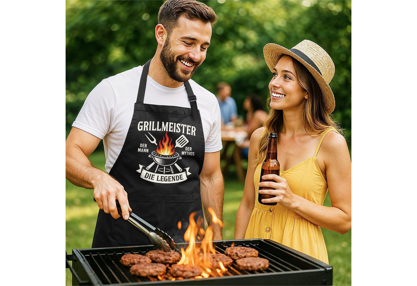 MoonWorks Grillschürze Grillschürze für Männer – Grillmeister Spruch „Der Mann. Der Mythos., mit kreativem Aufdruck